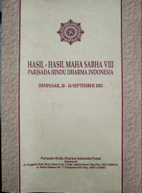 Image of Hasil - Hasil Maha Sabha VIII : Parisada Hindu Dharma Indonesia