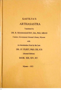 Image of Kuautilya's Arthasastra (Book XIII, XIV, XV)